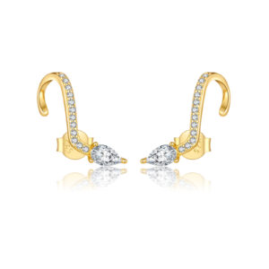 Silver Gold-Plated Earrings with Zircon Crystals-MME1259