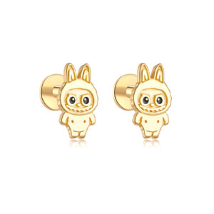 Cute Cartoon Bunny 925 Silver Stud Earrings-MME1279