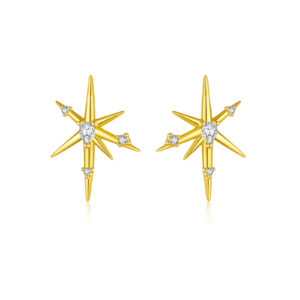 925 Sterling Silver Starburst Earrings with Zircon Accents-MME1251