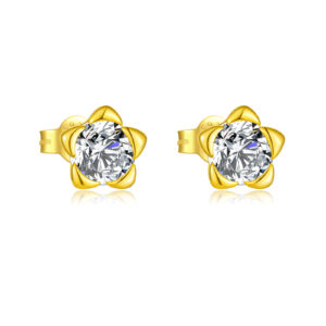 925 Sterling Silver Flower - Shaped Zircon Stud Earrings-MME1249