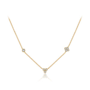 925 Silver Gold-Plated Necklace with CZ Cluster Charms-MMN699