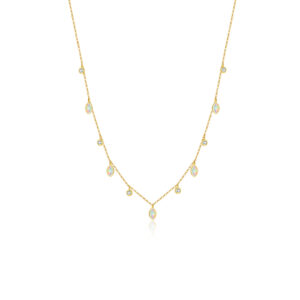 925 Silver Gold-Plated Zircon Droplet Statement Necklace-MMN471