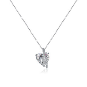 925 Silver CZ Heart-Shaped Pendant Necklace-MMN648