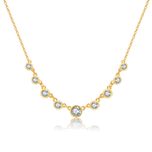 925 Silver Gold-Plated Gradient Zircon Statement Necklace-MMN426