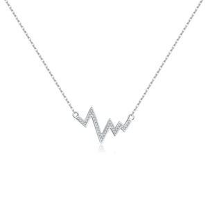 925 Silver Wave-Shaped Pendant Necklace-MMN614