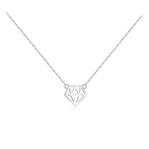 925 Silver Geometric Diamond-Shaped Pendant Necklace-MMN615