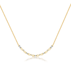 925 Silver Curved Pave Chain Necklace-MMN263