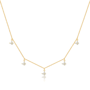 925 Silver Gold-Plated Cross Dangle Chain Necklace-MMN241