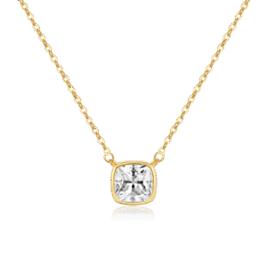 925 Silver Gold-Plated Square Zircon Pendant Necklace-MMN425