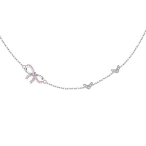 925 Silver Bow & Butterfly Charm Necklace-MMN620
