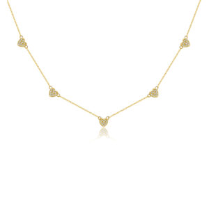 925 Silver Gold-Plated Zircon Multi-Heart Pendant Necklace-MMN517