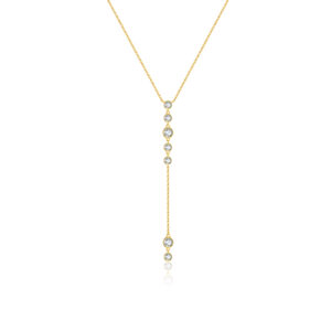 925 Silver Gold-Plated Zircon Lariat Necklace-MMN485