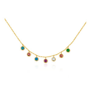 925 Silver Gold-Plated Multi-Color Zircon Statement Necklace-MMN470