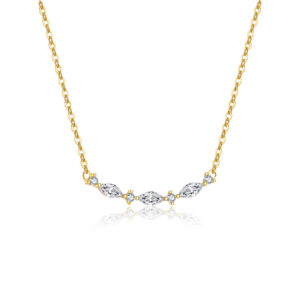 925 Silver Gold-Plated Zircon Cluster Statement Necklace-MMN462