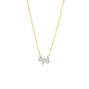 925 Silver Cute Bow Pendant Necklace-MMN413