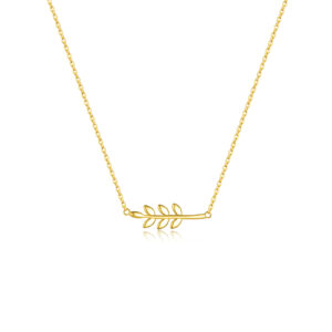 925 Silver Leaf Bar Pendant Necklace-MMN408