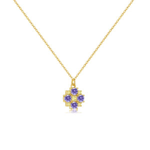 925 Silver Amethyst Cross Pendant Necklace-MMN322