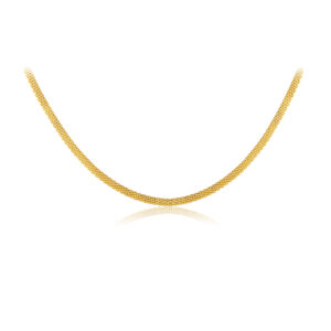 925 Silver Gold-Plated Mesh Chain Necklace-MMN213