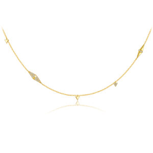 925 Silver Gold-Plated Multi-Charm Dainty Necklace-MMN626