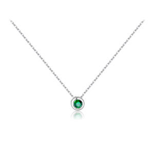 925 Silver Solitaire Green Stone Pendant Necklace-MMN612