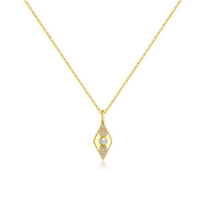 925 Silver Gold-Plated Evil Eye Pendant Necklace-MMN608