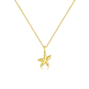 925 Silver Gold-Plated Leaf Pendant Necklace-MMN595