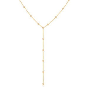 925 Silver Gold-Plated Bead Lariat Y-Necklace-MMN681