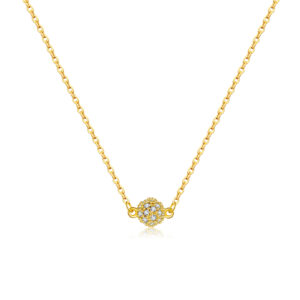 925 Silver Gold-Plated Circular Zircon Pendant Necklace-MMN584