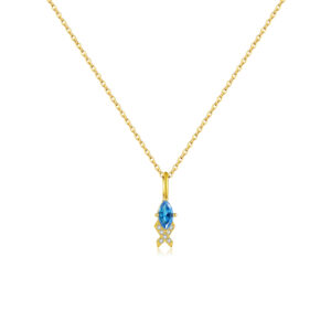 925 Silver Blue Zircon Pendant Necklace-MMN566