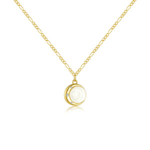 925 Silver Gold-Plated Rotating Pendant Necklace-MMN531