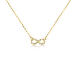 925 Silver Gold-Plated Zircon Infinity Pendant Necklace-MMN521