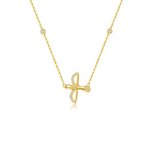925 Silver Gold-Plated Zircon Cross Pendant Necklace-MMN482