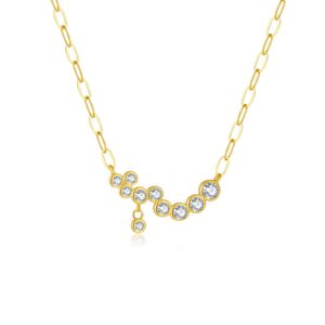 925 Silver Gold-Plated Zircon Branch Cluster Necklace-MMN460