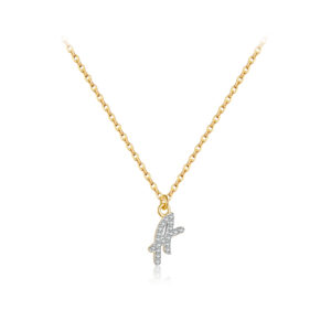 925 Silver Gold-Plated CZ Letter "A/M" Pendant Necklace-MMN673