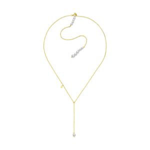 925 Silver Gold-Plated Adjustable Zircon Lariat Necklace-MMN455