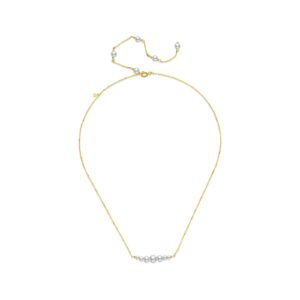 925 Silver Gold-Plated Pearl & Zircon Dainty Necklace-MMN453