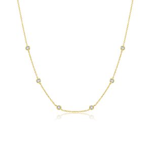 925 Silver Gold-Plated Zircon & Bar Statement Necklace-MMN447