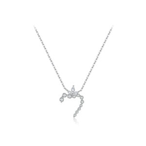 925 Silver CZ Heart-Shaped Pendant Necklace-MMN672