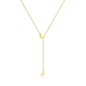 925 Silver Gold-Plated Double Moon Lariat Necklace-MMN444