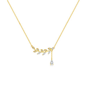 925 Silver Leaf Tassel Pendant Necklace-MMN411