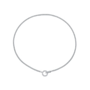 925 Silver CZ Tennis Chain Necklace with Toggle Clasp-MMN670