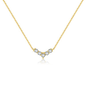 925 Silver V-Shaped Sparkle Pendant Necklace-MMN390