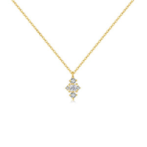 925 Silver Diamond-Shaped Sparkle Pendant Necklace-MMN387