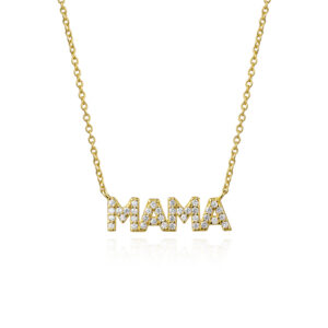 925 Silver "MAMA" Sparkle Pendant Necklace-MMN356