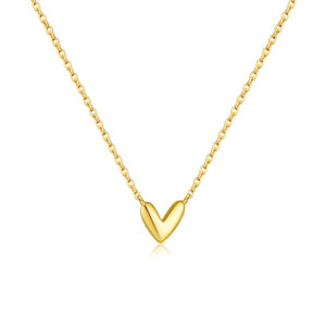 925 Silver Gold-Plated Heart-Shaped Pendant Necklace-MMN662