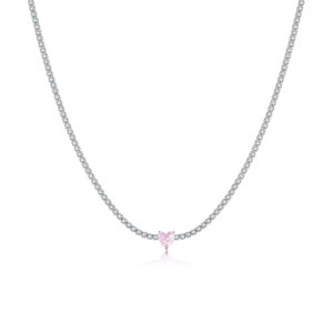 925 Silver Pink Accent Minimalist Necklace-MMN445