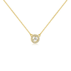 925 Silver Gold-Plated Blue Zircon Floral Pendant Necklace-MMN522