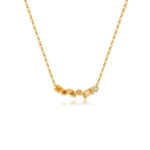 925 Silver Gold-Plated Multi-Zircon Cluster Necklace-MMN457