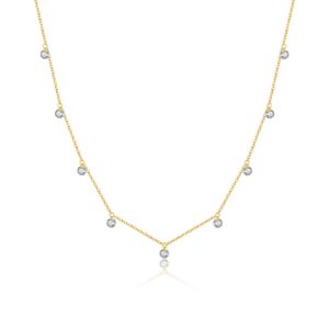 925 Silver Gold-Plated Zircon Scatter Statement Necklace-MMN448