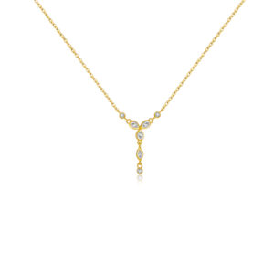 925 Silver Marquise-Cut Sparkle Y-Necklace-MMN346